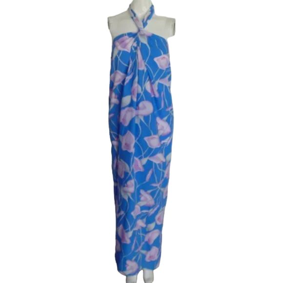 new Vintage HILO HATTIE True Wrap/Sarong/Pareo, OS, Blue Floral, Maxi Dress - Picture 9 of 16